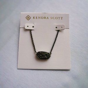 Kendra Scott Elisa Black Drusy gunmetal necklace